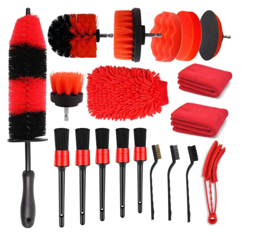 Exterior Interior Car Detailing Brush Set 19 Pcs Nylon Material